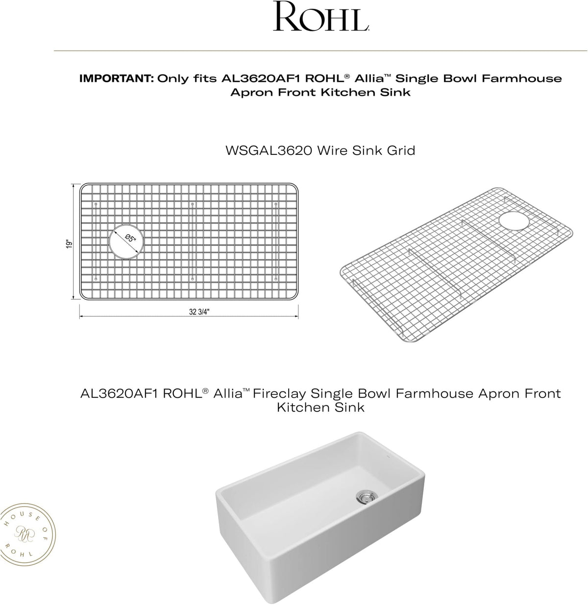 Open Box - Rohl WSGAL3620BS - Kitchen Sink Accessories Sink Accessories and Parts