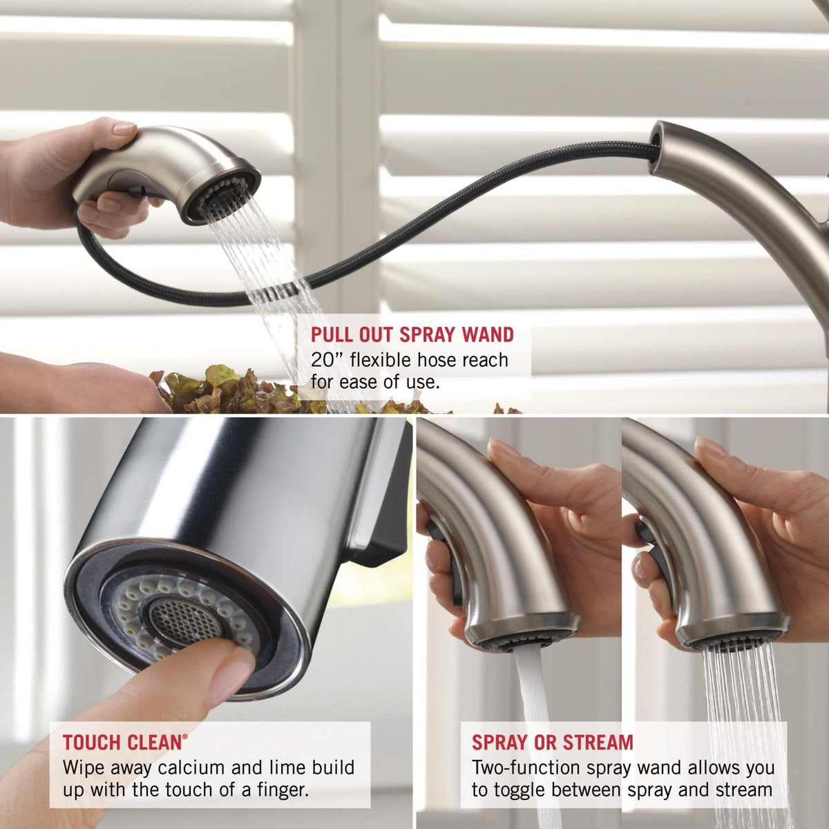 Open Box - Delta 4153-AR-DST Linden Pull-Out Kitchen Faucet with Temporary Flow Increase and Optional Base Plate - Includes