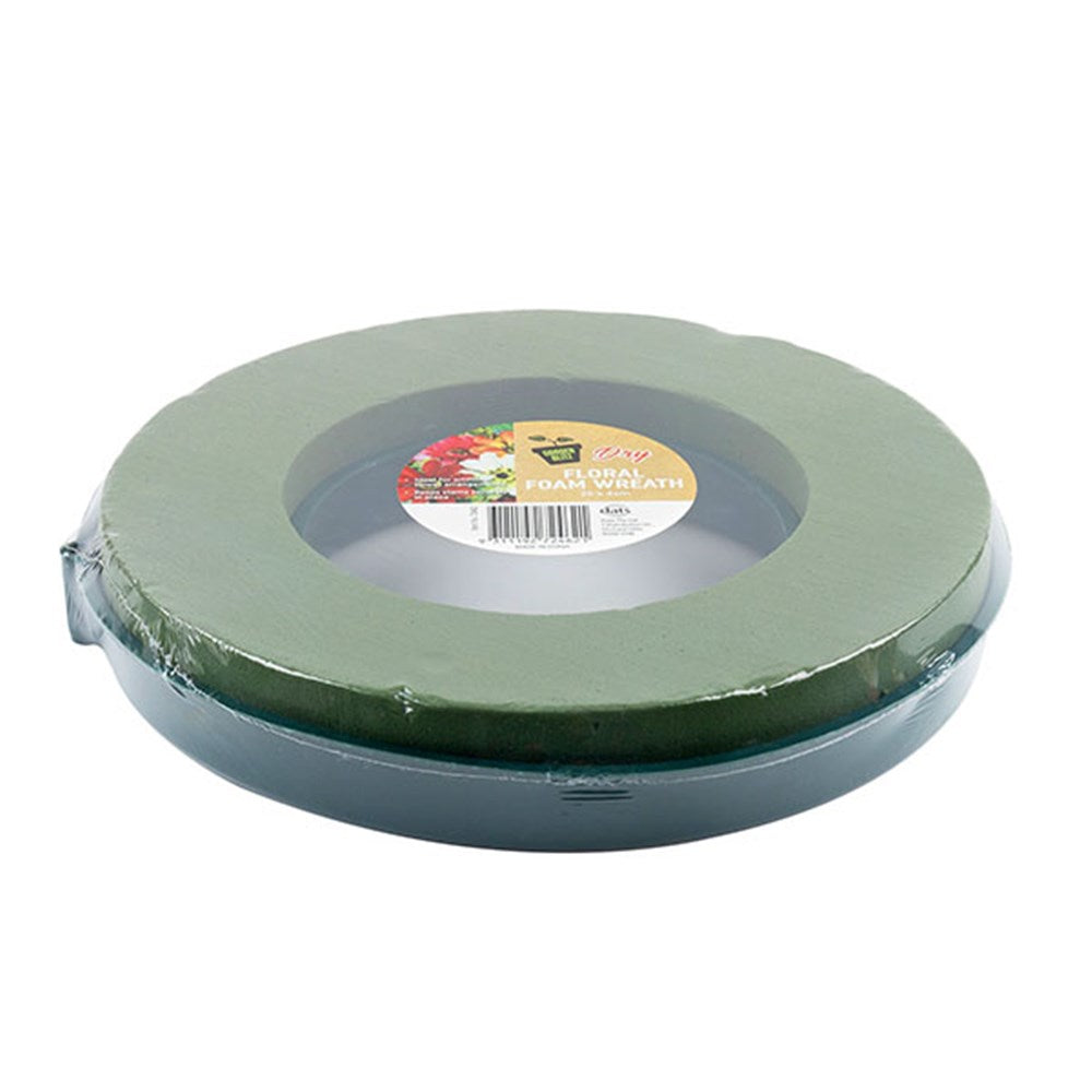 24cm Dry Floral Foam Wreath Ring 4cm Thick Plastic Base Artificial Flower Craft
