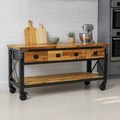 Duramax Darby 72" Industrial Metal & Wood Kitchen Island Desk with Drawers