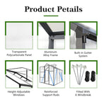 6x8FT Walk-in Outdoor Greenhouse - Polycarbonate