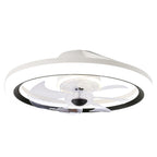 19 Inch Modern Flush Mount Ceiling Fan with LED Light and Remote, 6 Speeds DC Motor Reversible Bladeless Ceiling Fan for Bedroom