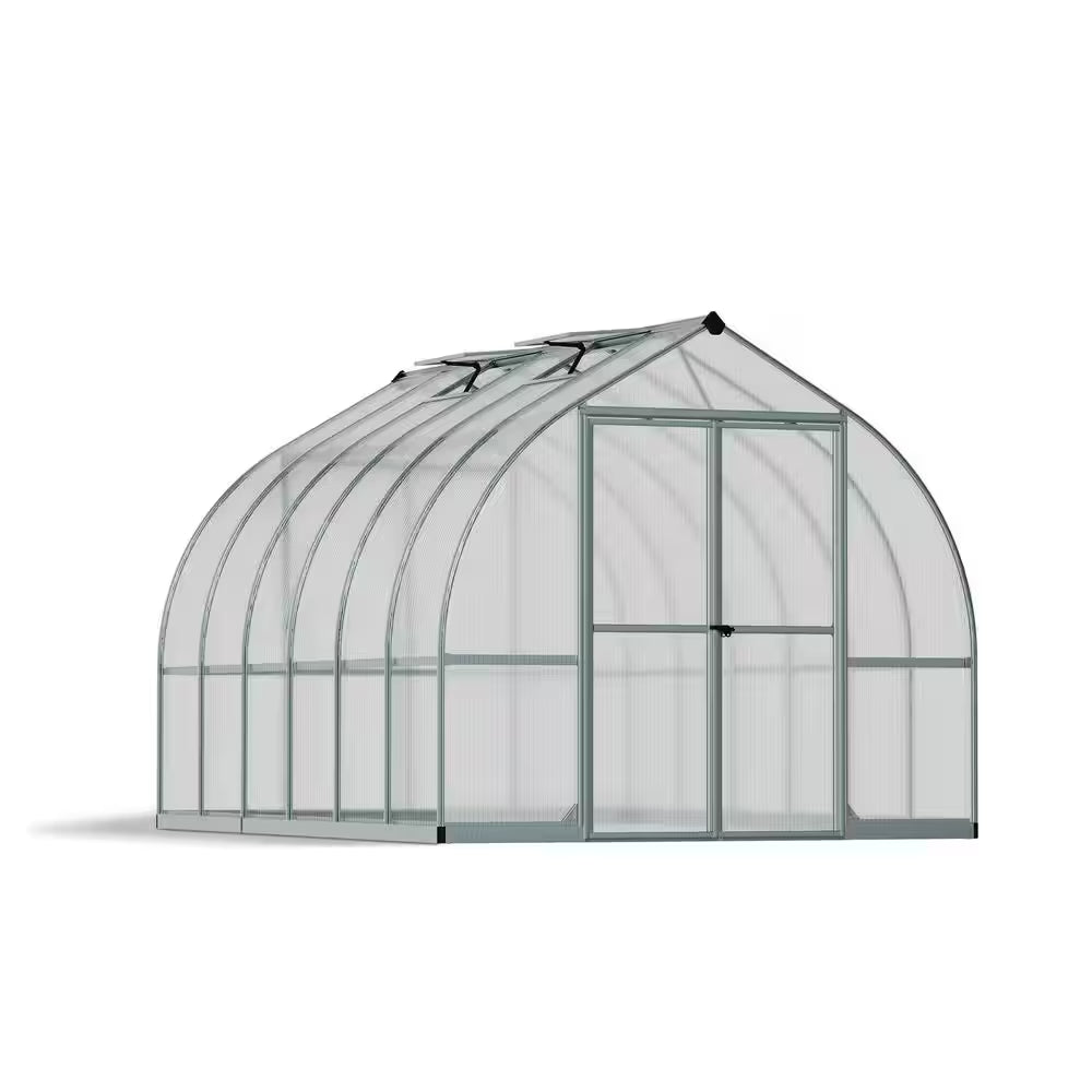 Bella 8 x 12 ft Silver Walk-In Greenhouse Kit with Diffused Polycarbonate Panels