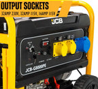 JCB 7.9kW / 9.8kVA Petrol Site Generator, 115V / 230V 15hp 457cc JCB Engine, Recoil & Electric Start | JCB-G8000PE