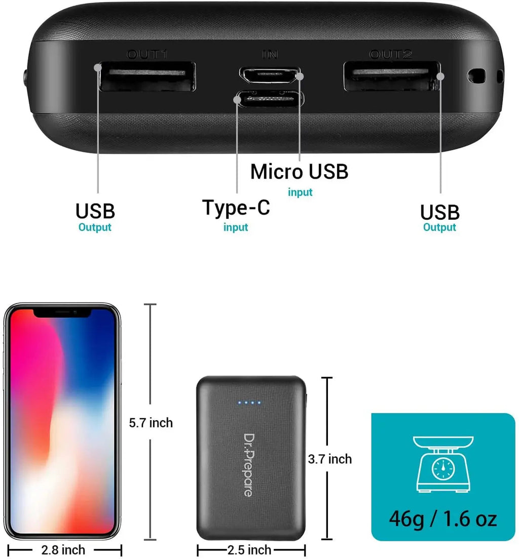 Dr. Prepare Portable Charger 10000mAh for Heated Vest/Jacket
