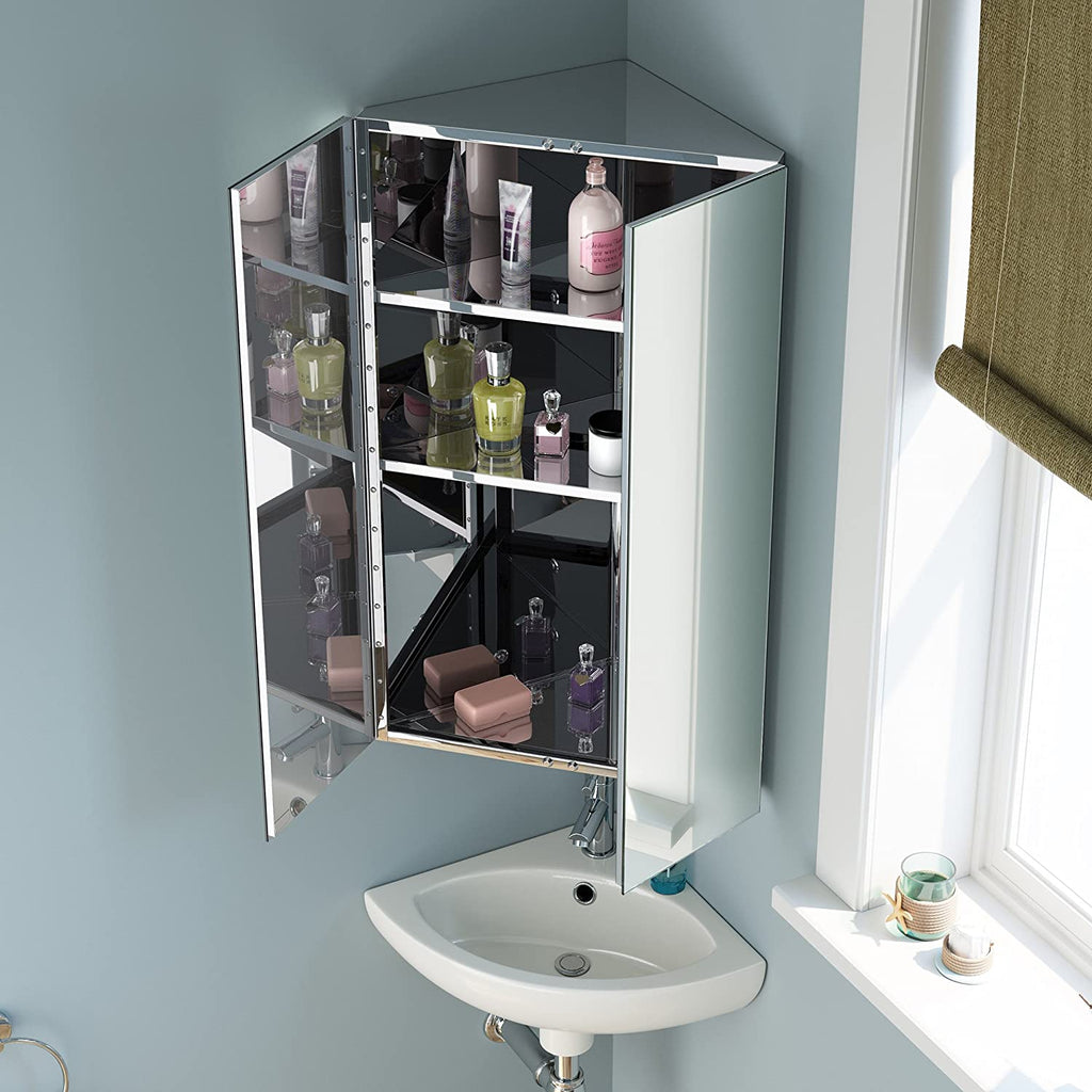 Storvue 2 Door Corner Non Illuminated Mirror Cabinet - 780mm x 450mm