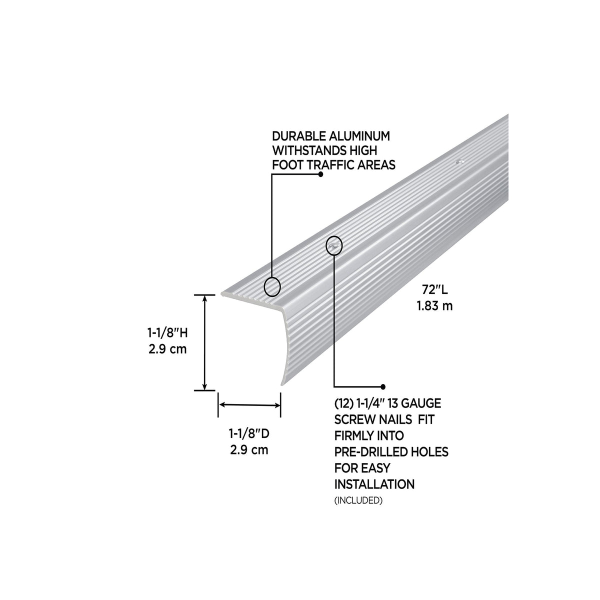 1-1/8 In. X 1-1/8 In. Aluminum Stair Edging
