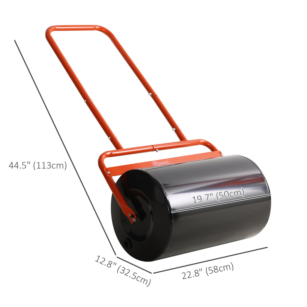 20" Heavy Duty Lawn Roller, Filled with 11 Gal Water/136 Lbs Sand, Red
