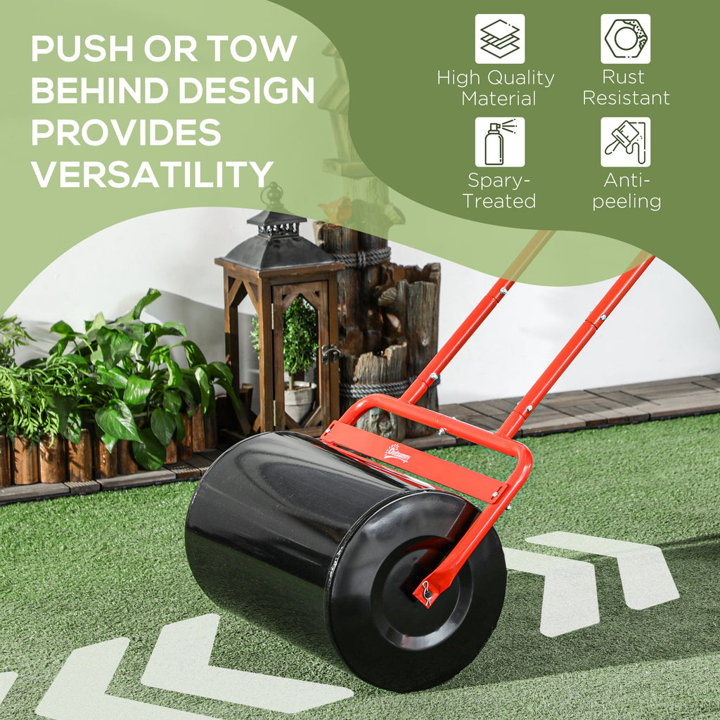 20" Heavy Duty Lawn Roller, Filled with 11 Gal Water/136 Lbs Sand, Red