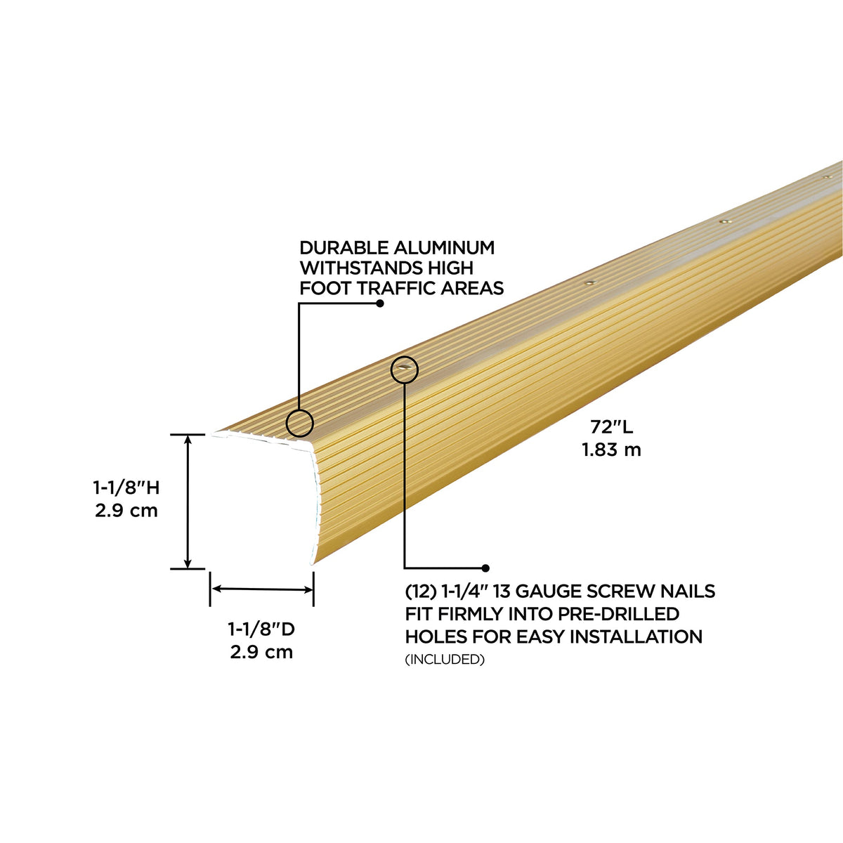 1-1/8 In. X 1-1/8 In. Aluminum Stair Edging