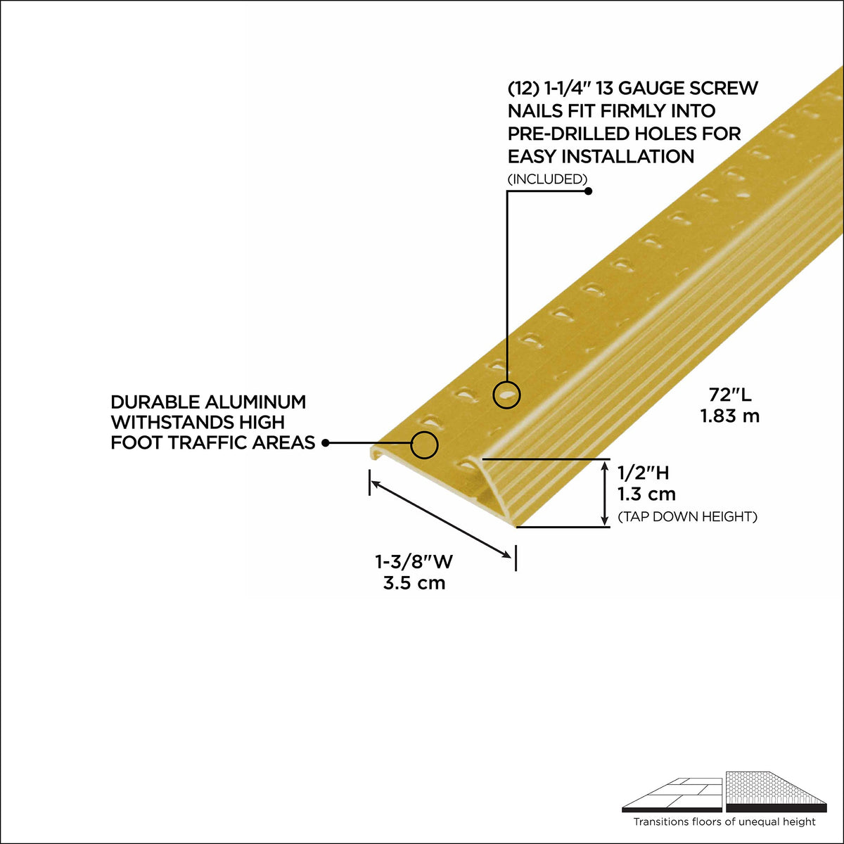 1-3/8 In. Aluminum Carpet Gripper