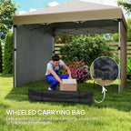 3 x 3m Pop Up Gazebo with 2 Sidewalls, Weight Bags & Wheeled Bag, Khaki