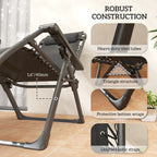 Reclining Folding Outdoor Lounge Chairs with Cushion, Headrest & Side Tray, Gray