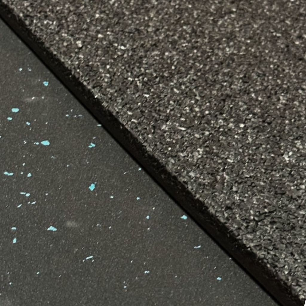Commercial Premium Rubber Gym Flooring -  Black/Blue Flecks 1m x 1m x 15mm