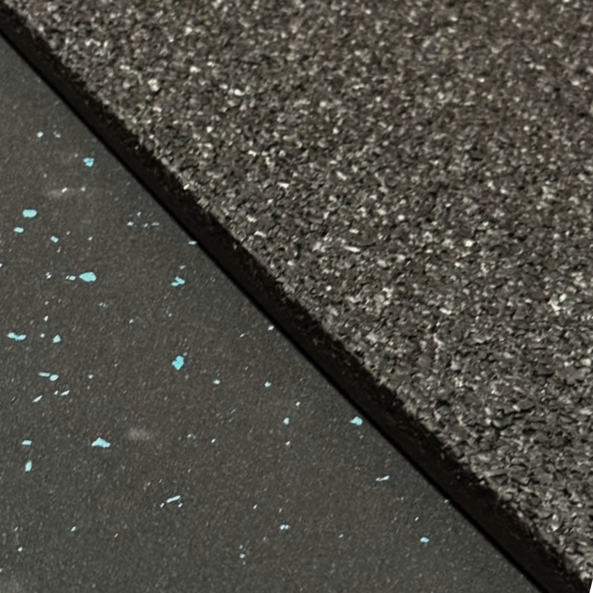 Commercial Premium Rubber Gym Flooring -  Black/Blue Flecks 1m x 1m x 15mm