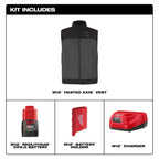 Open Box -  Men's X-Large M12 12-Volt Lithium-Ion Cordless Axis Gray Heated Quilted Vest Kit with One 2.0 Ah Battery and Charger