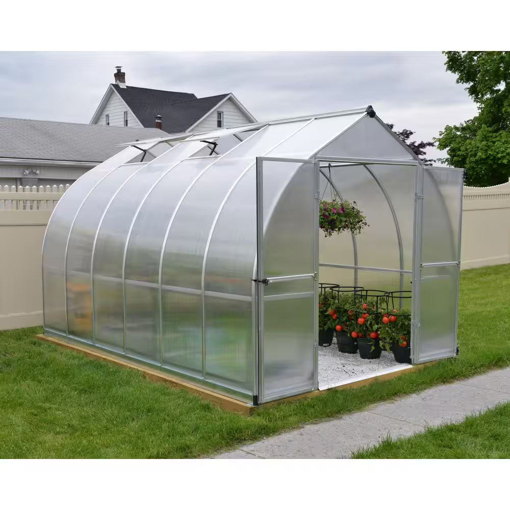 Bella 8 x 12 ft Silver Walk-In Greenhouse Kit with Diffused Polycarbonate Panels