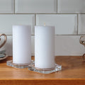 2 x Unscented White Pillar Candle Candles Wedding Home Décor 7x14cm 60Hrs Burn