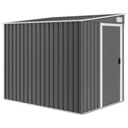 5' x 7' Lean-to Metal Shed with Sliding Door & Shelves, Dark Grey