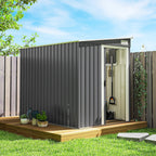 5' x 7' Lean-to Metal Shed with Sliding Door & Shelves, Dark Grey