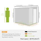 5' x 7' Lean-to Metal Shed with Sliding Door & Shelves, Dark Grey