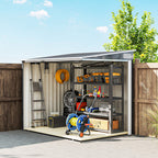 5' x 7' Lean-to Metal Shed with Sliding Door & Shelves, Dark Grey