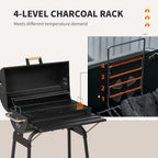 30" Portable Barrel Charcoal BBQ Grill with Storage Shelf for Garden Camping Picnic, Black
