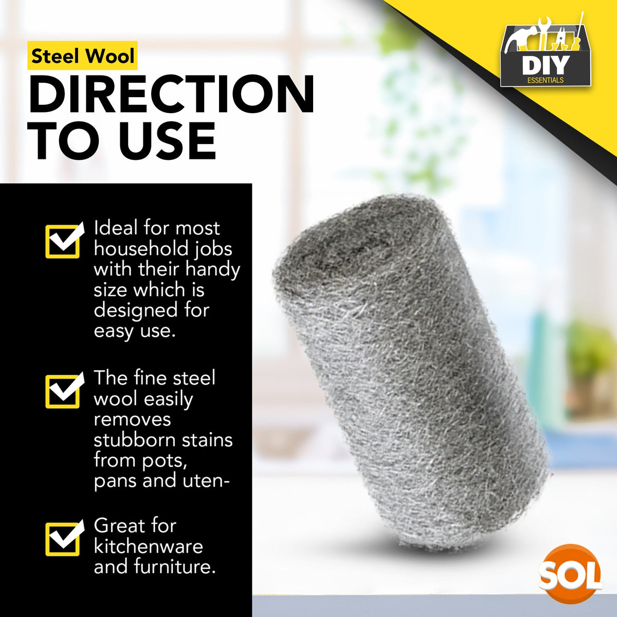 Steel Wool Pads Fine Grade 0 | Multipurpose Metal Scourers | 48 Pack