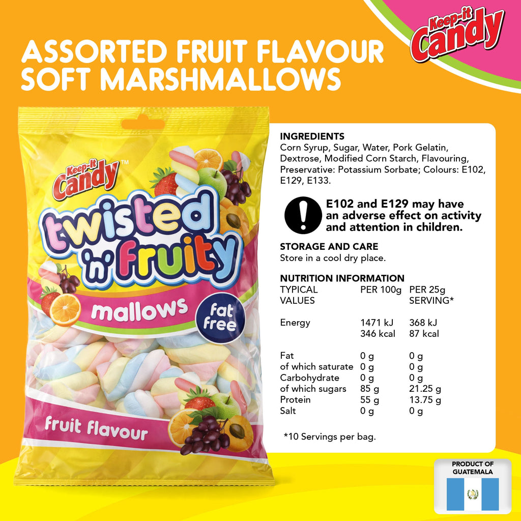 1-6pk Fruit Flavour Twisted Marshmallows Mini Mallows Bulk Party Sweets Candy