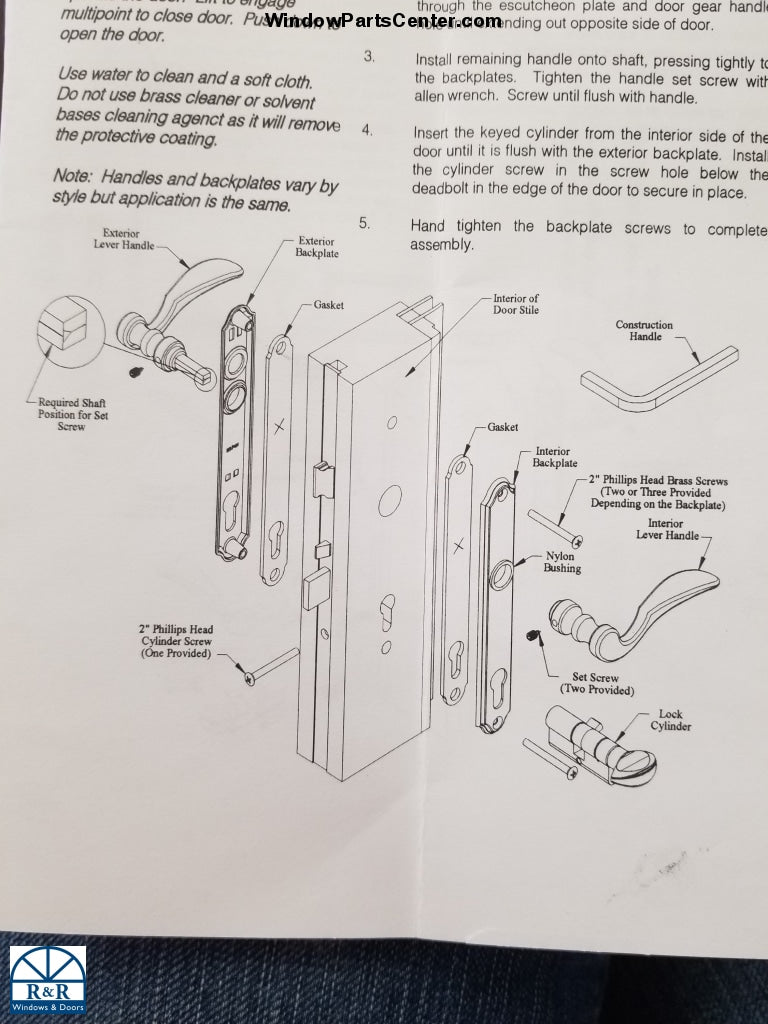 805-007 - Exterior Face Plate - Hoppe Door Handle Set - Hurd Swinging Door