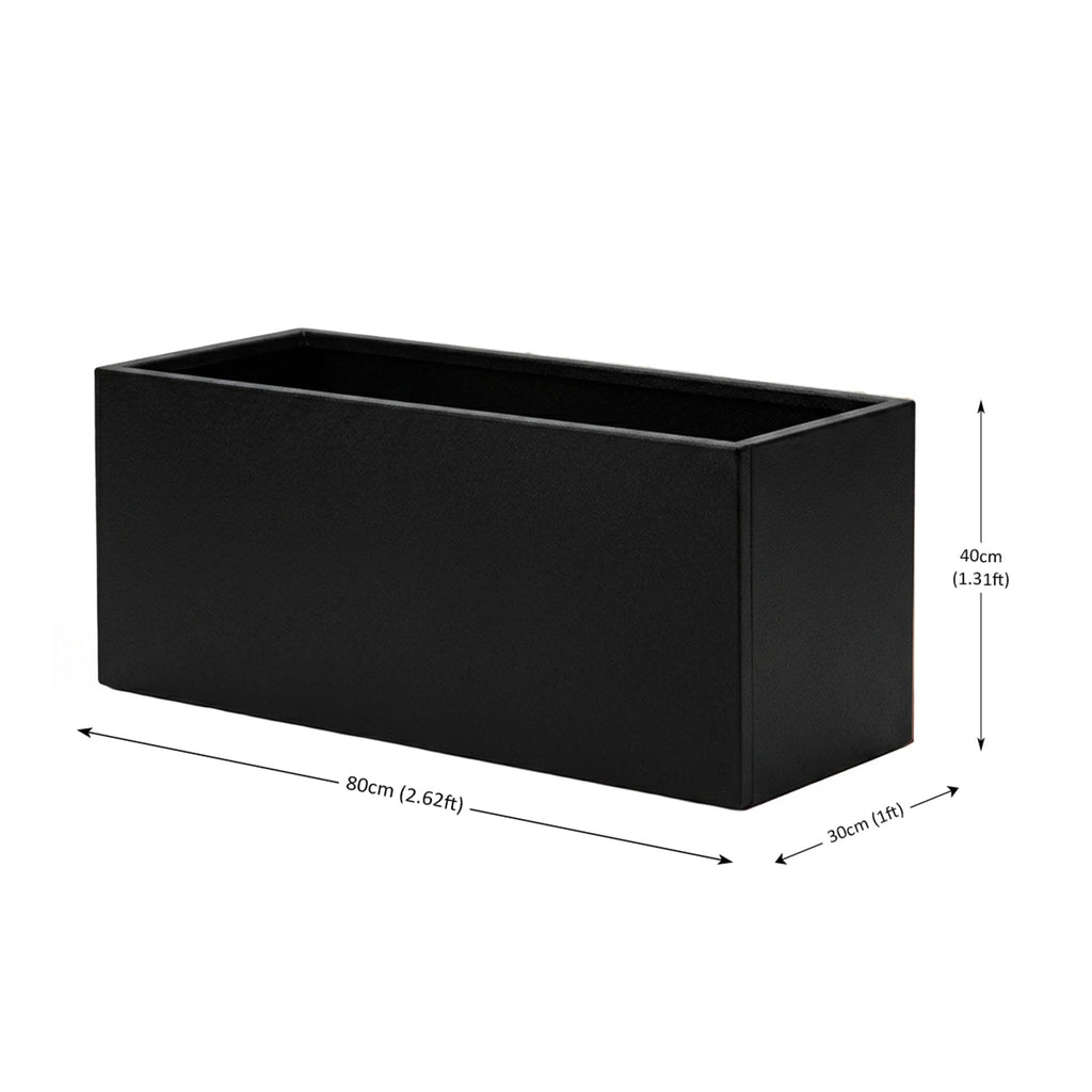 Galvanised Steel Black Trough Metal Planter - 80cm x 30cm x 40cm