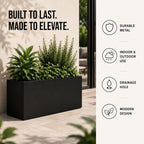 Galvanised Steel Black Trough Metal Planter - 80cm x 30cm x 40cm