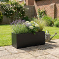 Galvanised Steel Black Trough Metal Planter - 80cm x 30cm x 40cm