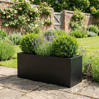 Galvanised Steel Black Trough Metal Planter - 80cm x 30cm x 40cm