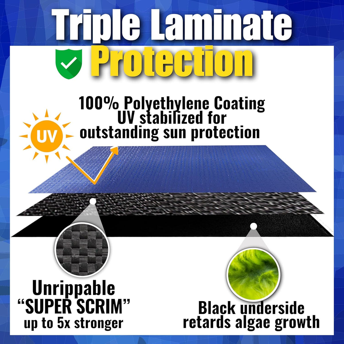 Volare 15′ Round Frostguard Premium Winter Cover – Unrippable Waterproof and Weatherproof Fabric