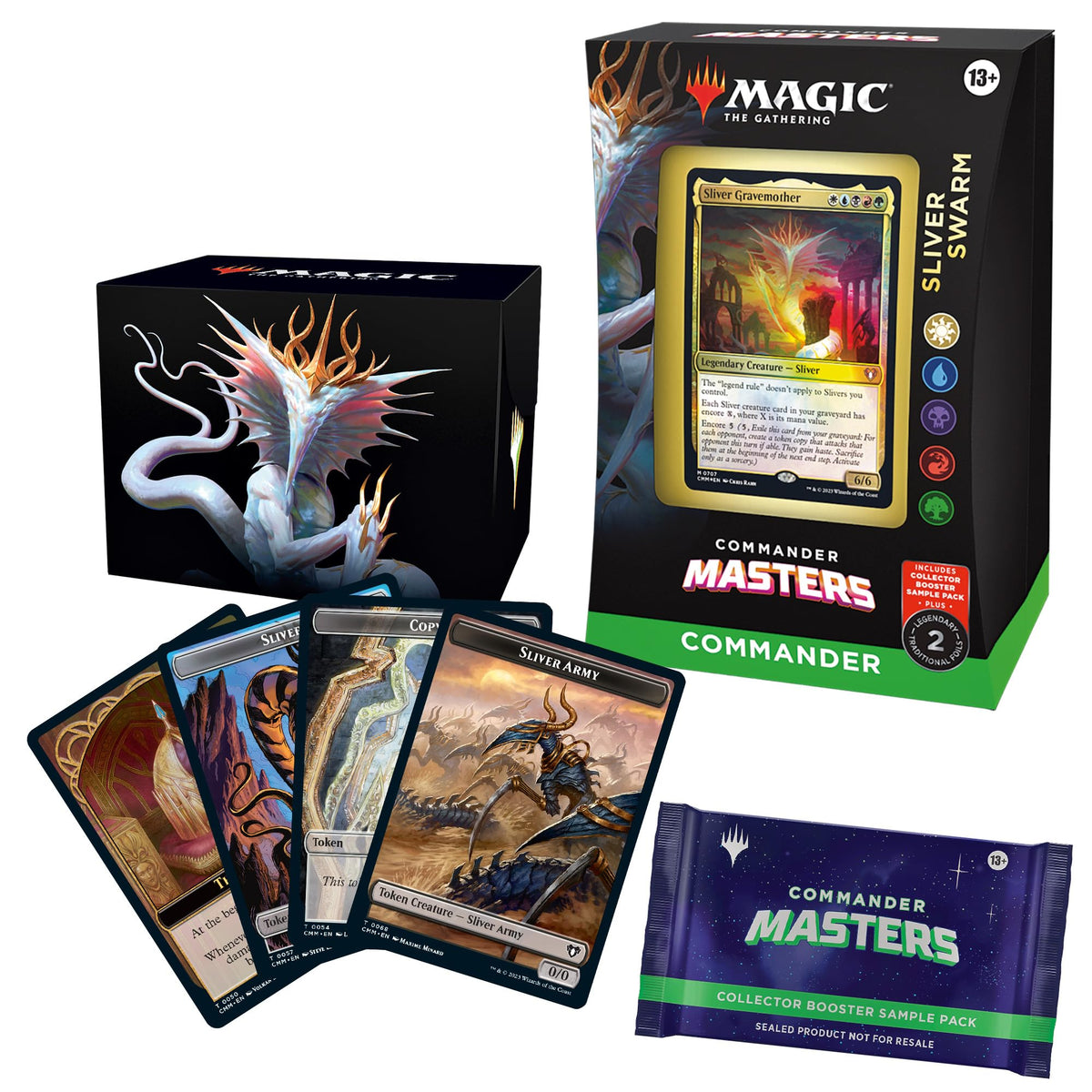 Magic: The Gathering Commander Masters Commander Deck - Sliver Swarm (100-Card Deck, 2-Card Collector Booster Sample Pack + Accessories)