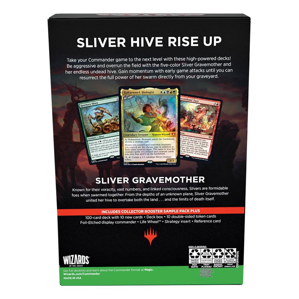 Magic: The Gathering Commander Masters Commander Deck - Sliver Swarm (100-Card Deck, 2-Card Collector Booster Sample Pack + Accessories)