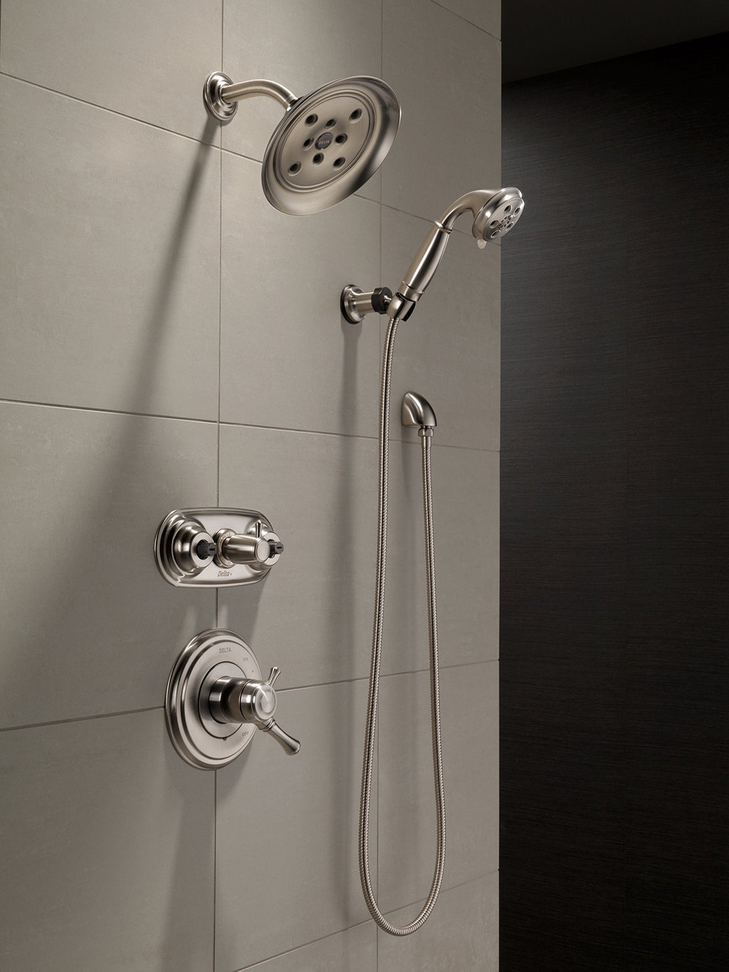 Open Box - Delta 55433-SS Traditional Hand Shower Package with H2Okinetic Technology - Includes Hand Shower, Holder, and Hose