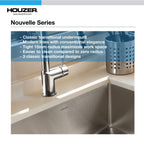 Open Box - Houzer NOS-4100 Nouvelle 23" Single Basin Undermount 18-Gauge Kitchen Sink with Sound Dampening Technology - Basket Strainer Included