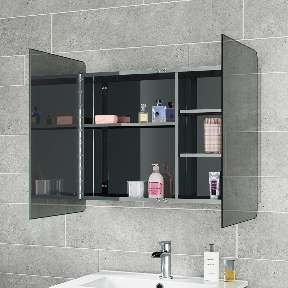 Malmo 2 Door Non Illuminated Mirror Cabinet - 800mm x 600mm