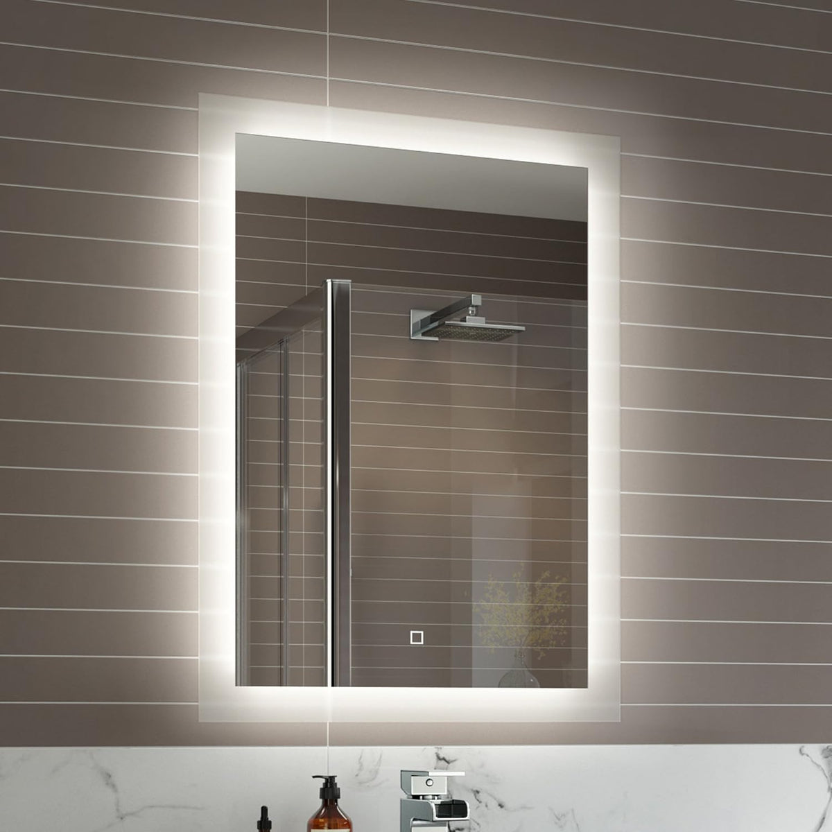 Lustre Touch Sensor LED Illuminated Mirror with Demister Pad - 500mm x 700mm