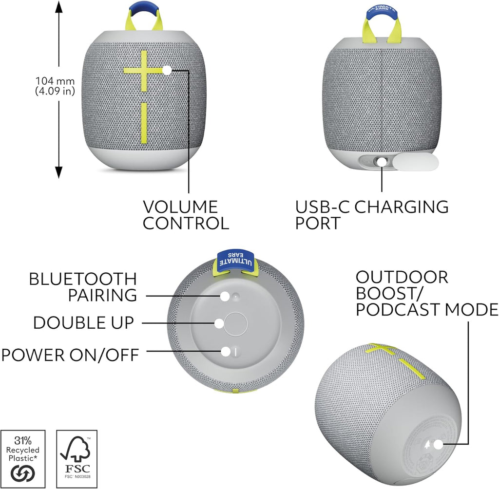Certified Refurbished - UE WONDERBOOM 4 Bluetooth Speaker - Joyous Bright