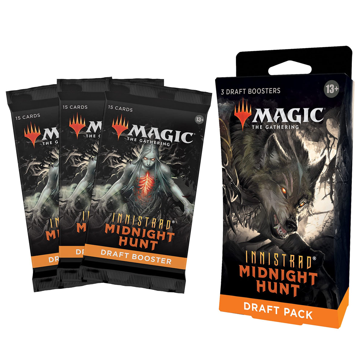 Magic: The Gathering Innistrad: Midnight Hunt 3-Booster Draft Pack | 45 Magic Cards
