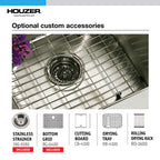 Open Box - Houzer NOS-4100 Nouvelle 23" Single Basin Undermount 18-Gauge Kitchen Sink with Sound Dampening Technology - Basket Strainer Included