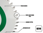 Circular Saw Blades 210mm x 30mm x 2.4mm 52 Tooth TCG Track (Solid Surface) - 8210