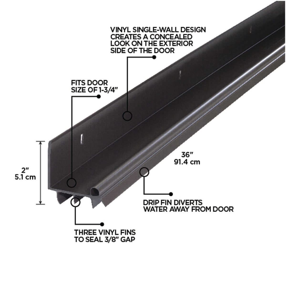 36 in. Vinyl L-Shape Screw-on Under Door Seal