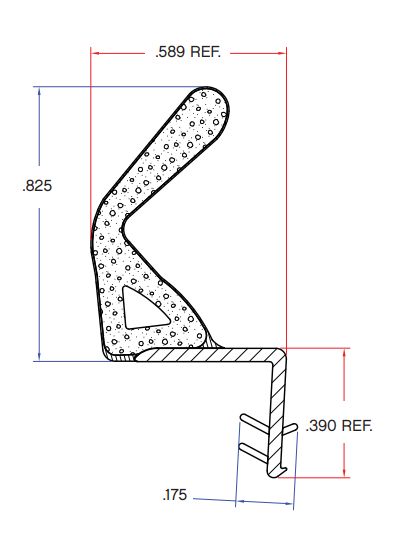 826 New Style - Amesbury Truth E-Lon .825 Compression Seal Swing Door Kerf Weather Strip Foam Seal SERIES 12604