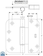 835 - 4" x 4" Ashland Horizontal Adjusting Swining Patio Door Hinge.Known Brands: Ashland, Hurd Energy Saver Patio Door, Sierra Pacific WI Patio Door