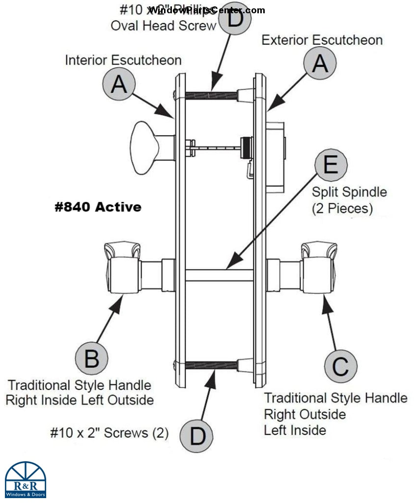 840 - Current Style Active  Amesbury Truth Sentry® .63  and Sentry® .03 Active Handle Set For GU Multi Point Hardware