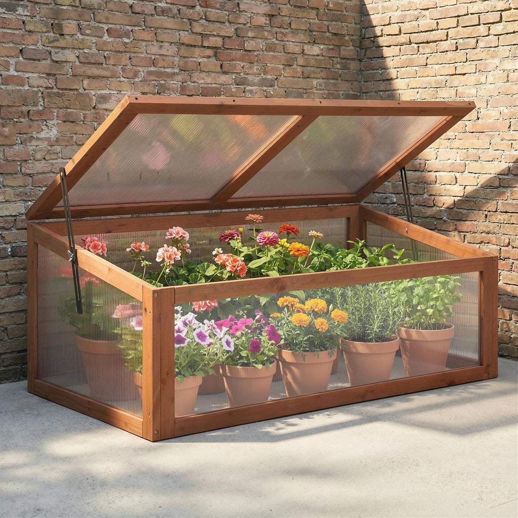 NookGrow Ground Cold Frame Greenhouse, 39" x 26" x 16", Natural